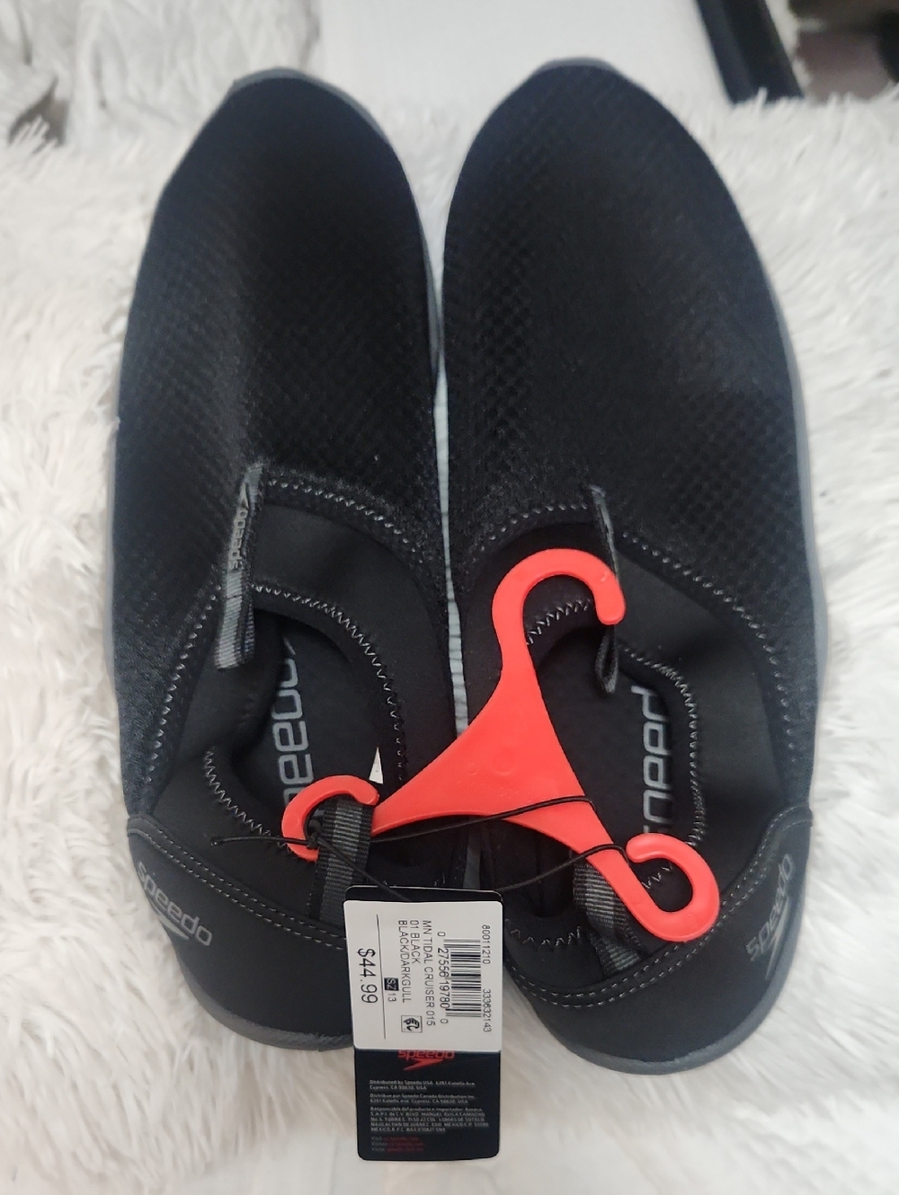Speedo Black Slip-On Water Shoes with Red Hanger Accent
